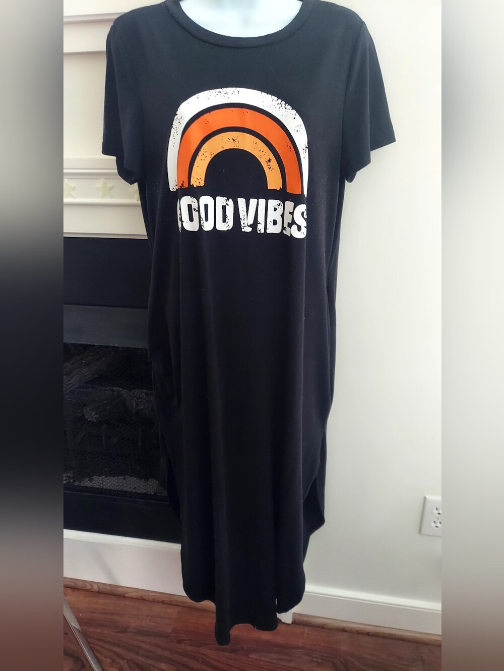 Good Vibes Black Graphic T-Shirt Dress